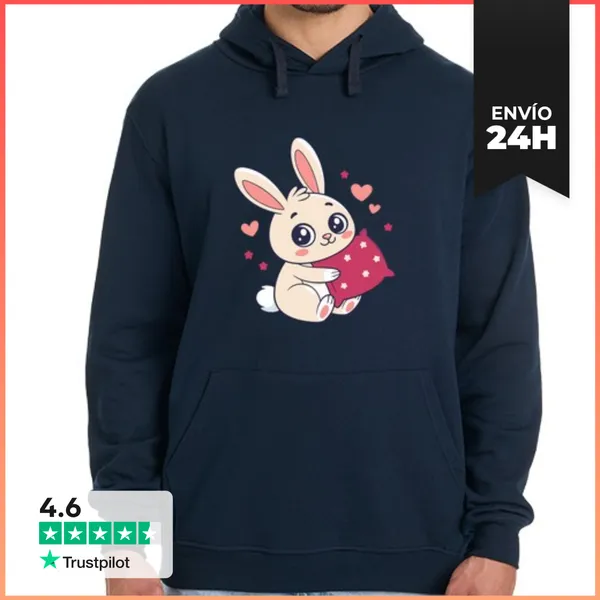 Sudadera Unisex Con Capucha Conejo Abrazable Corazón Amor