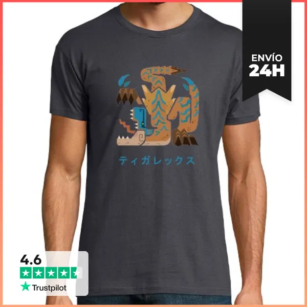 Camiseta Hombre Clásica Monster Hunter World Iceborne, Tigrex