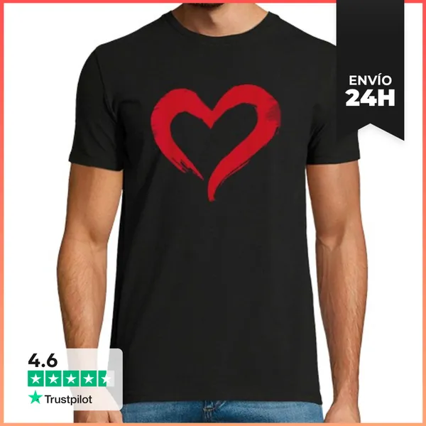 Camiseta Hombre Clásica Romántico Dibujo De Pareja Enamorada En