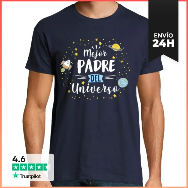 Camiseta Hombre Clásica Mejor Padre Del Universo Regalos Día Del