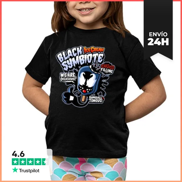 Camiseta Clásica Para Niños Black Symbiote Ice Cream LaTostadora