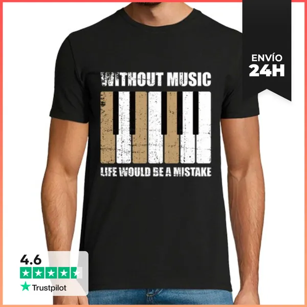 Camiseta Hombre Clásica Sin Música La Vida Sería Un Error