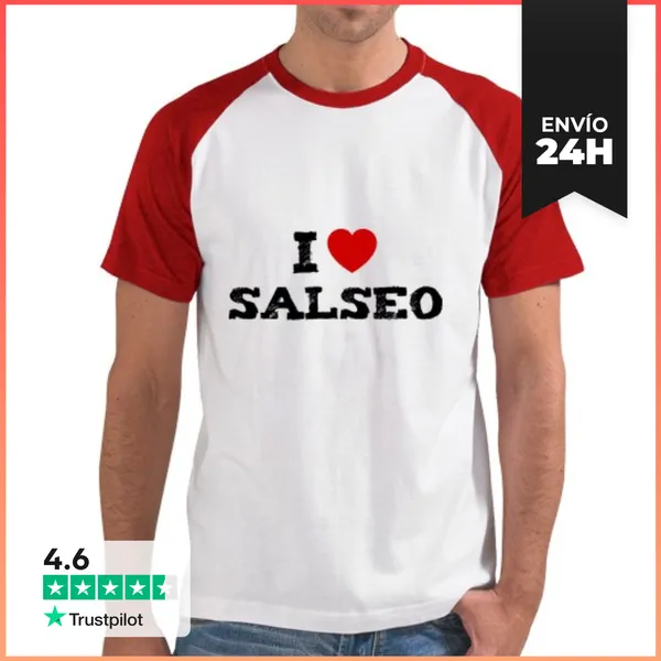 Camiseta Hombre, Estilo Béisbol I Love Salseo Negro LaTostadora