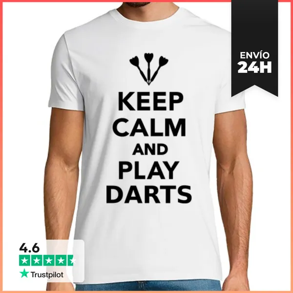 Camiseta Hombre Clásica Mantener A Los Dardos Calma Y El Juego