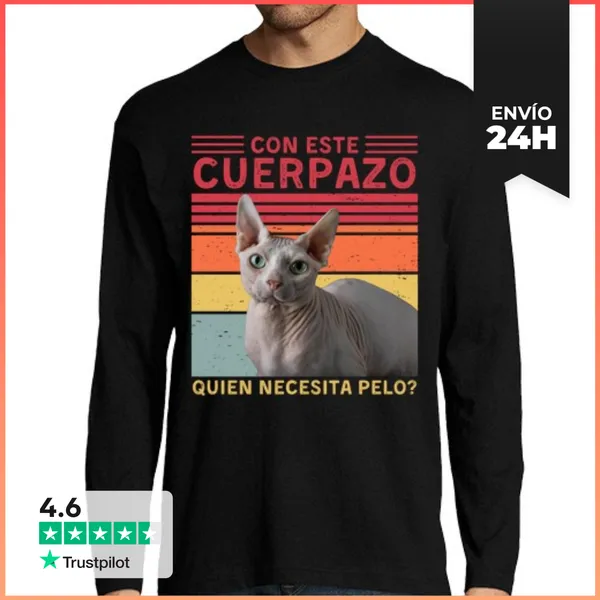 Camiseta Hombre Manga Larga Con Este Cuerpazo Quien Necesita Pelo