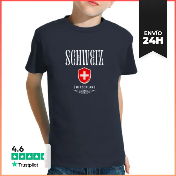 Camiseta Clásica Para Niños Suiza Bandera, Orgullo Suizo