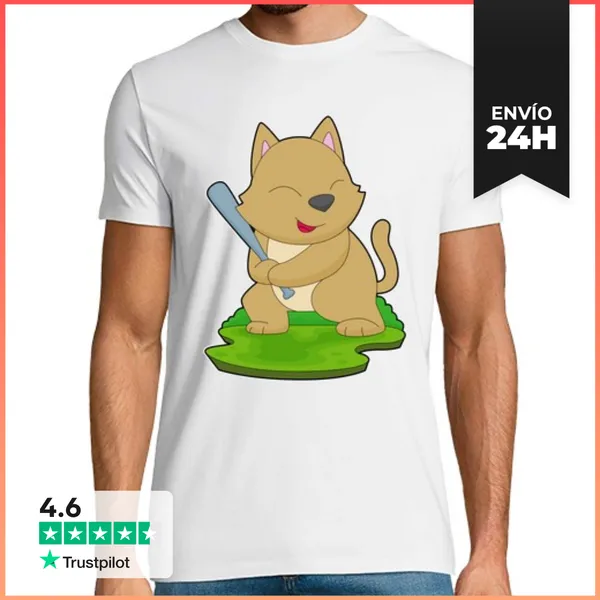 Camiseta Hombre Clásica Bate De Béisbol De Gato LaTostadora