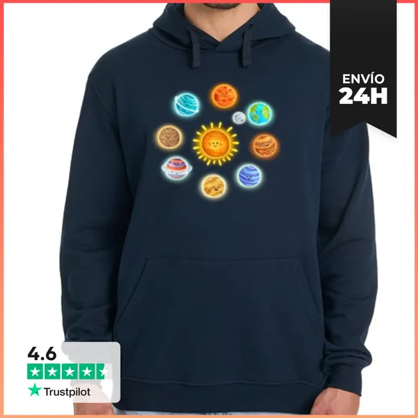Sudadera Unisex Con Capucha Planetas LaTostadora
