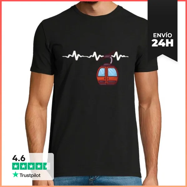 Camiseta Hombre Clásica Ski Heartbeat LaTostadora