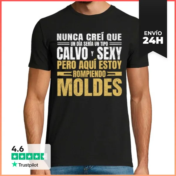 Camiseta Hombre Clásica Calvo Y Sexy Con Humor Regalo Calvos