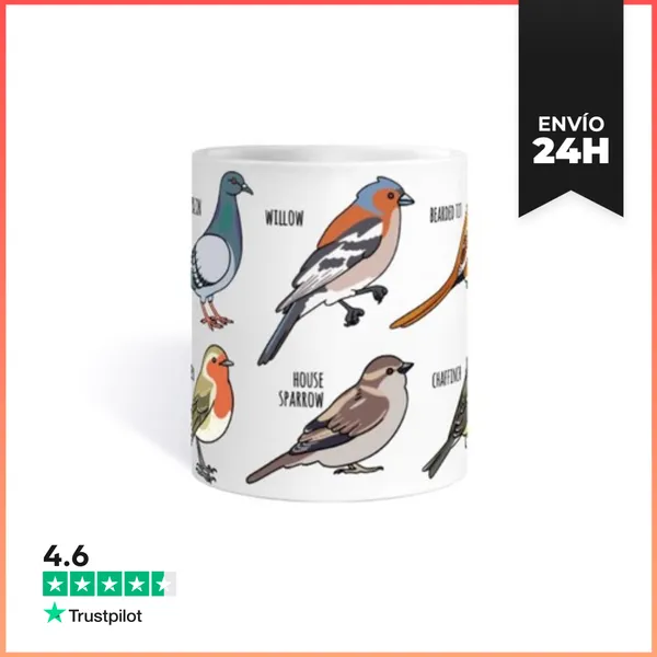 Taza Pájaros Petirrojo Paloma Carbonero Taza Café Té Croissants