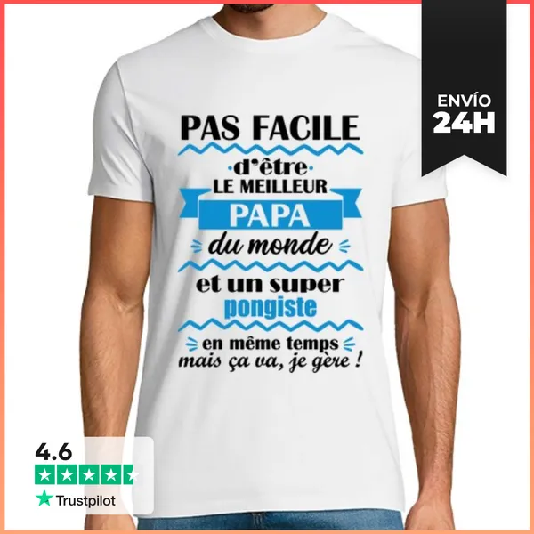 Camiseta Hombre Clásica Tenis De Mesa Papá Ping Pong Ping Pong