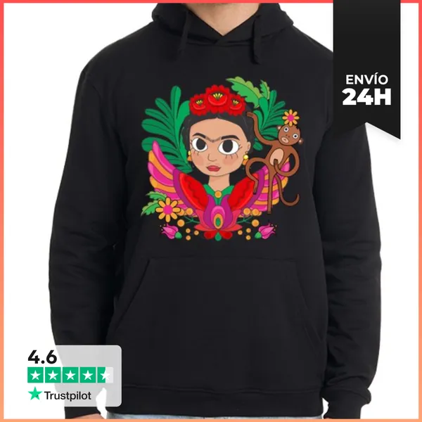 Sudadera Unisex Con Capucha Frida Con Alas LaTostadora