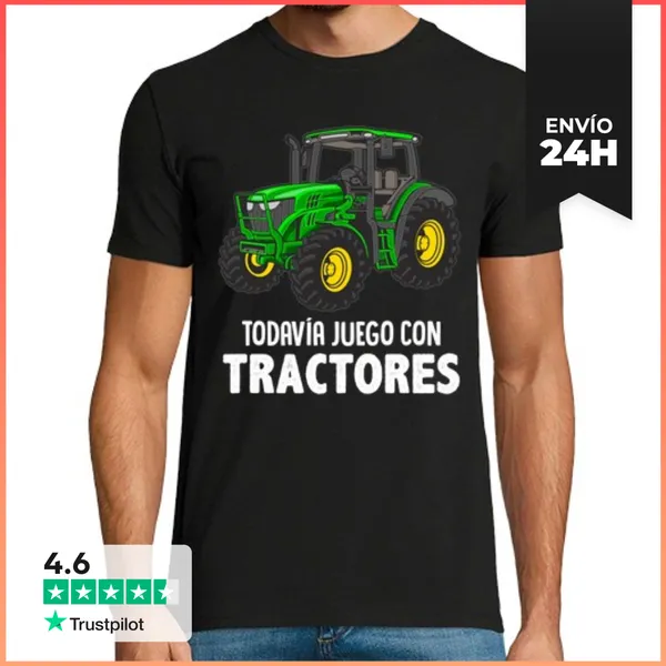 Camiseta Hombre Clásica Todavía Juego Con Tractores Agricultor