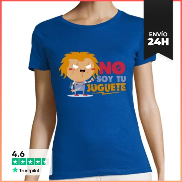 Camiseta Mujer Clásica Mujer, Manga Corta, Azul Royal, Calidad