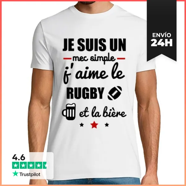 Camiseta Hombre Clásica Chico Sencillo Rugby Cerveza LaTostadora