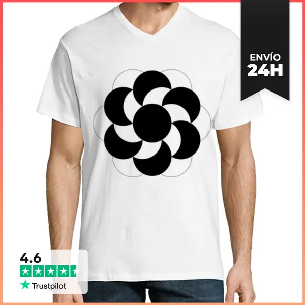 Camiseta Hombre, Cuello Pico Círculo De Cultivos De Flores