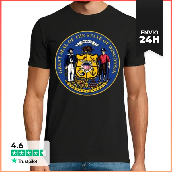 Camiseta Hombre Clásica Sello Estatal De Wisconsin LaTostadora