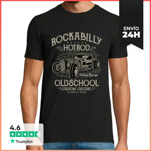 Camiseta Hombre Clásica Camiseta Hot Rod - Vintage - Rockabilly