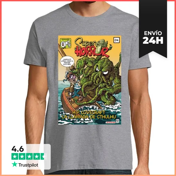 Camiseta Hombre Clásica Cthulhu Super Horror LaTostadora
