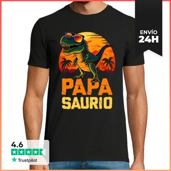 Camiseta Hombre Clásica Papa Saurio Día Del Padre Regalo Papá
