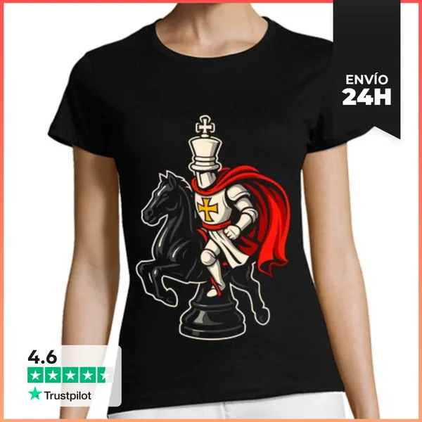 Camiseta Mujer Clásica Rey Ajedrez Caballero Templario Caballo