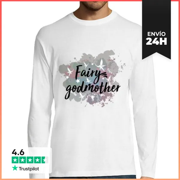 Camiseta Hombre Manga Larga Linda Hada Madrina Para Madrinas O