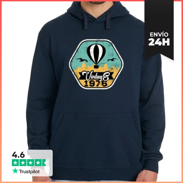 Sudadera Unisex Con Capucha Vintage 1976 LaTostadora
