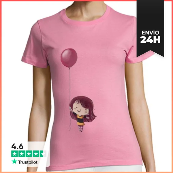 Camiseta Mujer Clásica Niña Con Globo LaTostadora