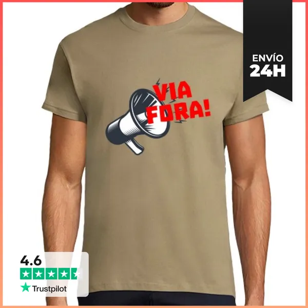 Camiseta Hombre Clásica Via Fora, Samarreta Curta Caqui Home