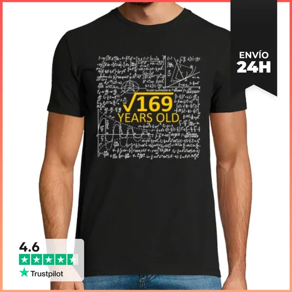 Camiseta Hombre Clásica 13 Anos Cumpleanos Raiz Cuadrada 169
