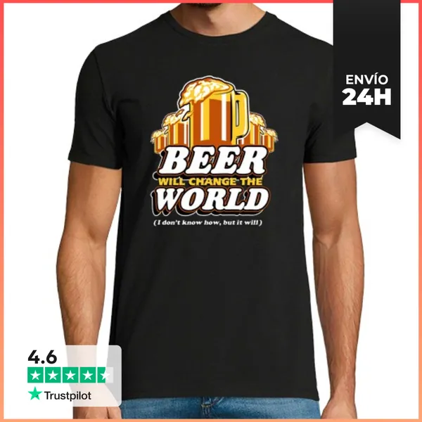 Camiseta Hombre Clásica Beer Will Change The World (I Don't Know