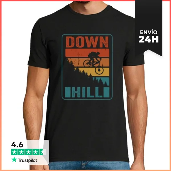 Camiseta Hombre Clásica Mountain Biking Mountain Bike Downhill