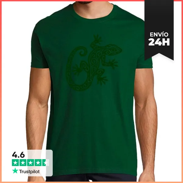 Camiseta Hombre Clásica Lagarto Verde Tribal LaTostadora
