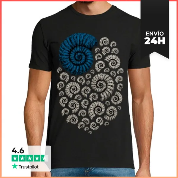 Camiseta Hombre Clásica Fosiles Caracolas Geologo Ciencia