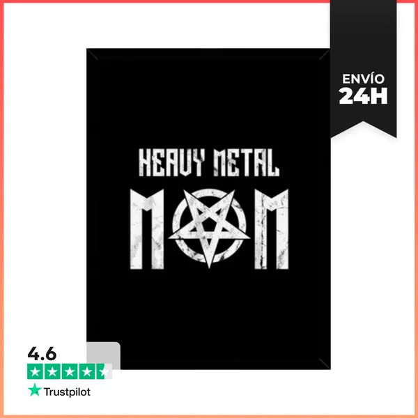 Cuadro Con Marco Vertical Camiseta De Mamá Rock Música Heavy