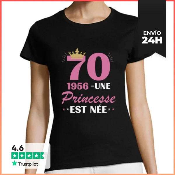 Camiseta Mujer Clásica 70 Años 1956 Nació La Princesa LaTostadora