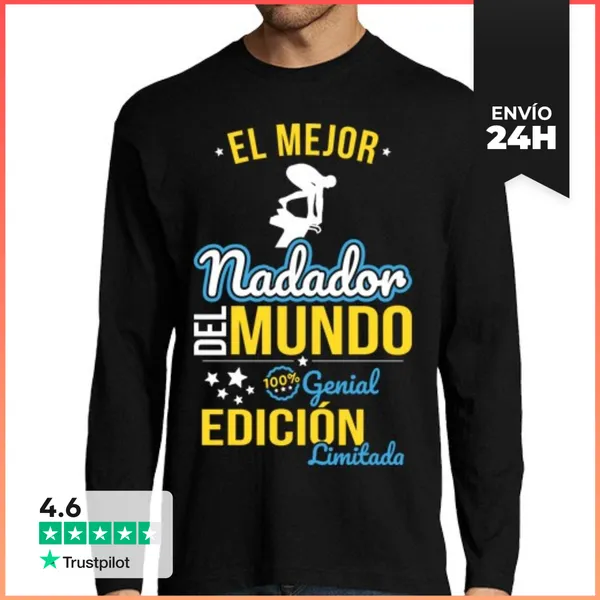 Camiseta Hombre Manga Larga El Mejor Nadador Del Mundo Regalo