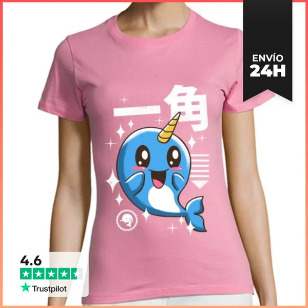 Camiseta Mujer Clásica Camisa De Narval Kawaii Para Mujer