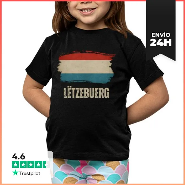 Camiseta Clásica Para Niños Bandera De Luxemburgo Vintage Grunge