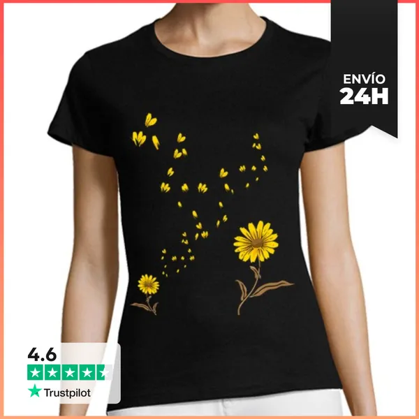Camiseta Mujer Clásica Sol Flor Flor Girasol LaTostadora