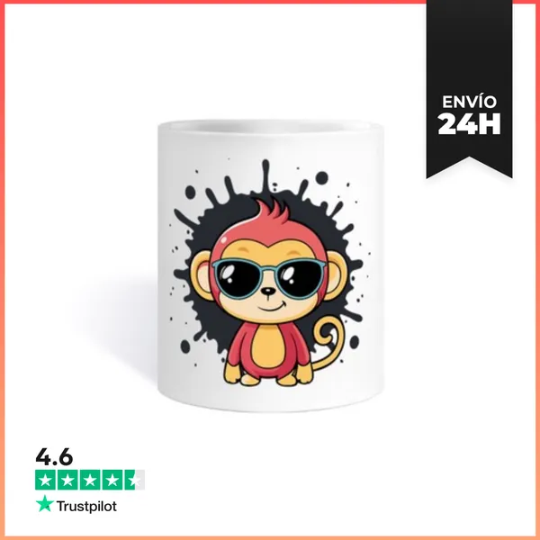 Taza Singe Elegante Salpicadura Gafas Negras LaTostadora
