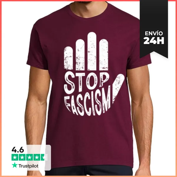 Camiseta Hombre Clásica STOP FASCISM WHITE LaTostadora