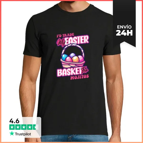 Camiseta Hombre Clásica Cambiaría Mi Cesta De Pascua Por Mojito