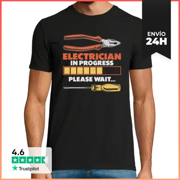 Camiseta Hombre Clásica Aprendiz Electricista Cargando Jornalero