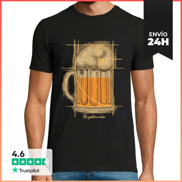 Camiseta Hombre Clásica Proporción Áurea Cerveza Fibonacci Espi