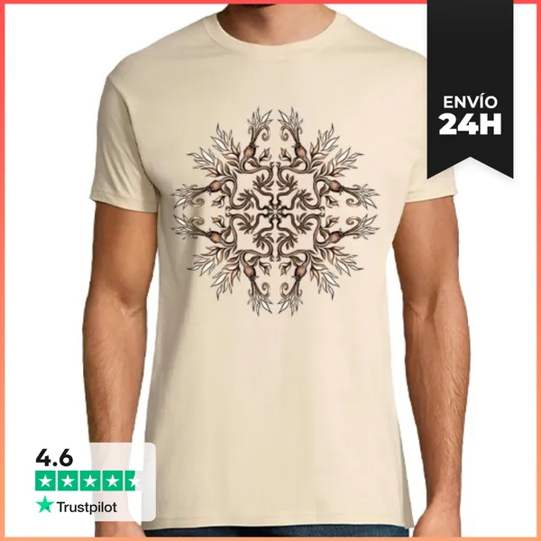 Camiseta Hombre Clásica Serpientes Arte Botánico Art Nouveau