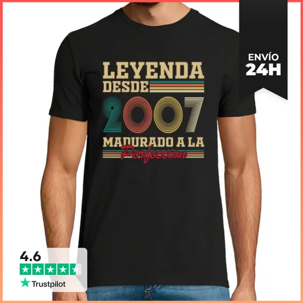 Camiseta Hombre Clásica Leyenda Desde 2007 Vintage Cumpleaños