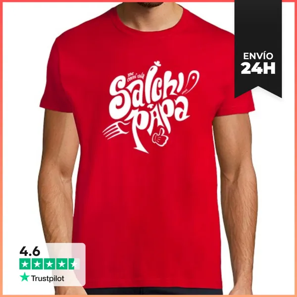 Camiseta Hombre Clásica Salchipapa (blanco) LaTostadora