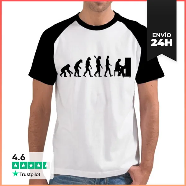 Camiseta Hombre, Estilo Béisbol Evolución Pianista De Piano